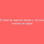 20 Ideas de negocios rápidos y  con poca inversión de capital