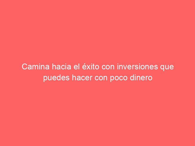 Camina hacia el éxito con inversiones que puedes hacer con poco dinero