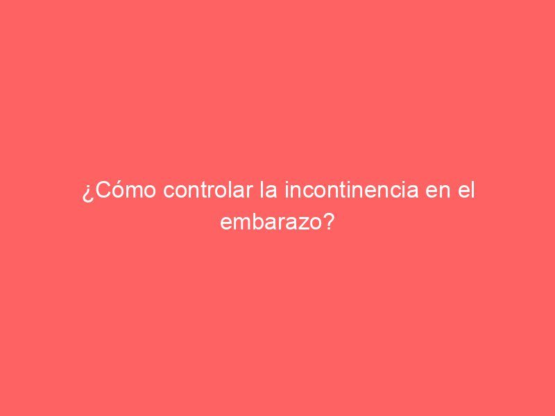 ¿Cómo controlar la incontinencia en el embarazo?
