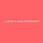 ¿Cuándo se aplica la fisioterapia?