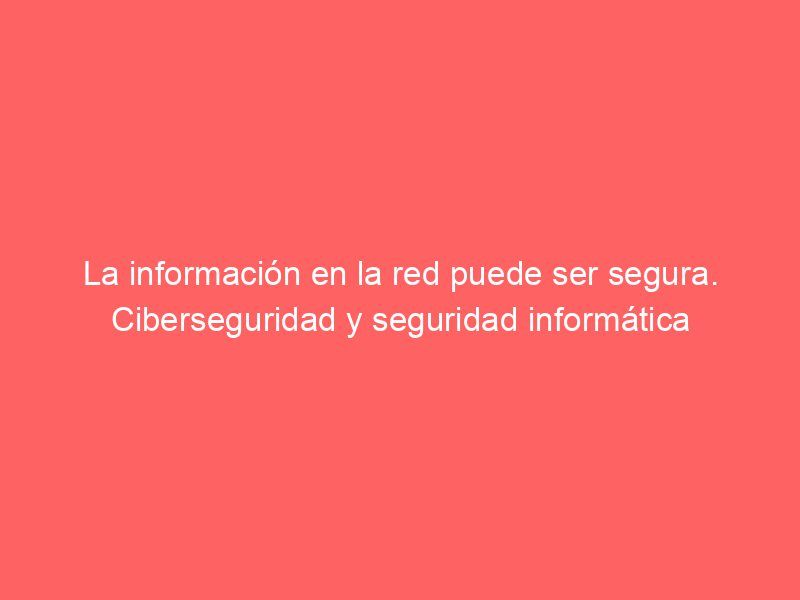 La información en la red puede ser segura. Ciberseguridad y seguridad informática