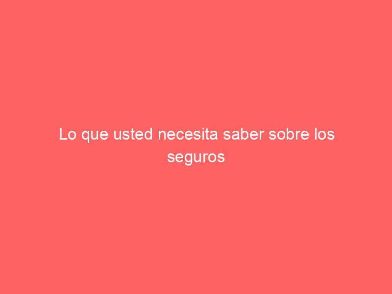 Lo que usted necesita saber sobre los seguros