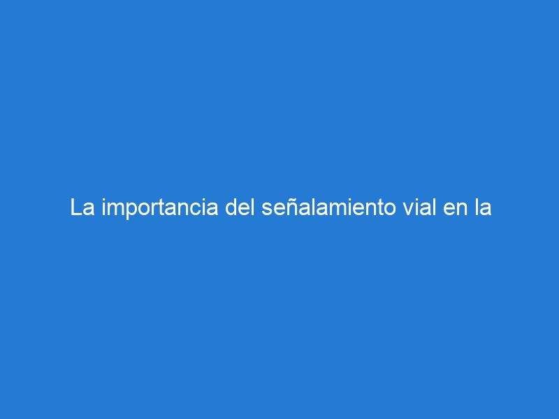 La importancia del señalamiento vial en la seguridad vial